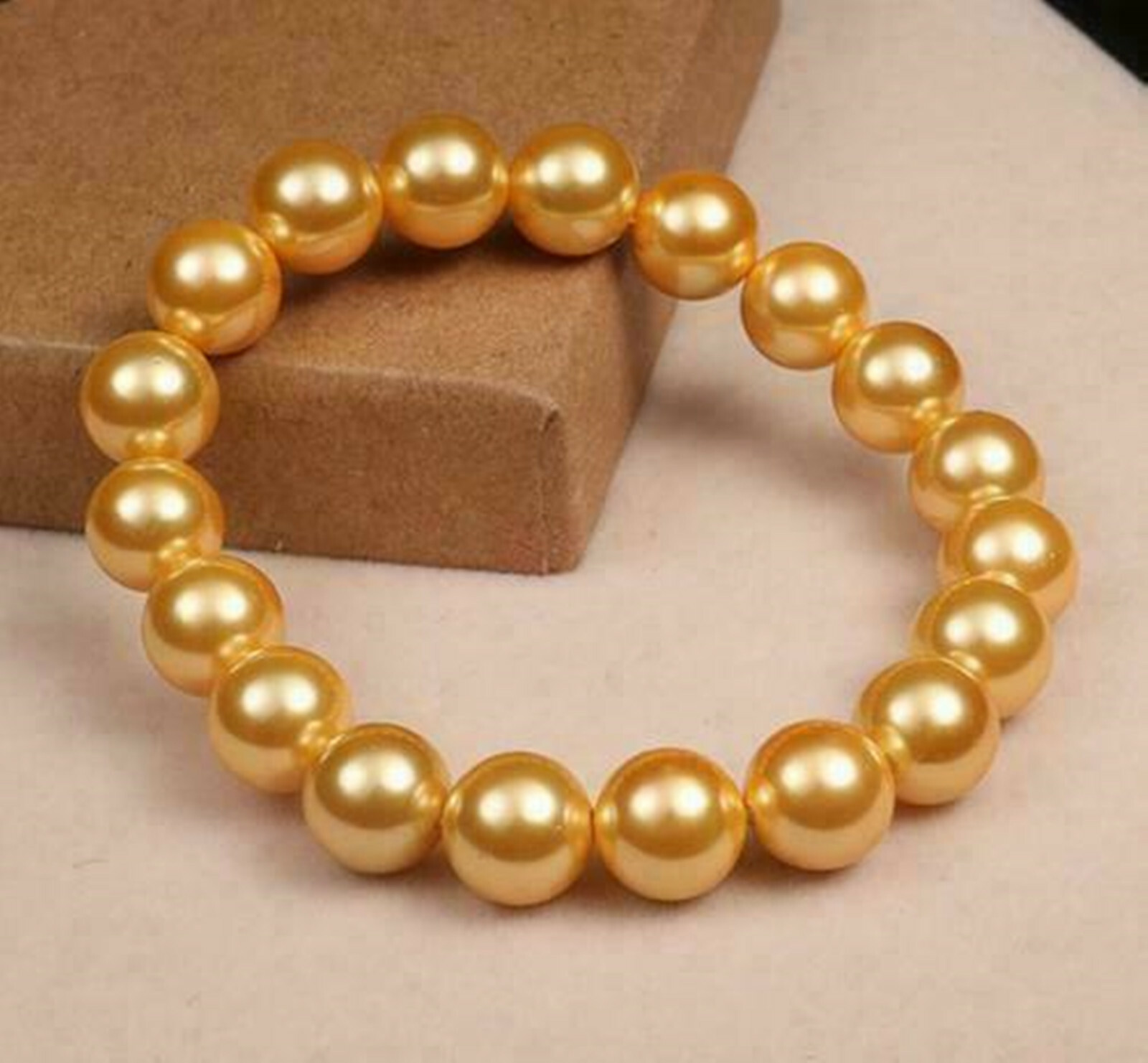 4 Color 8/10/12mm South Sea Shell Pearl Round Gemstone Bracelet 7.5 Inch AAA