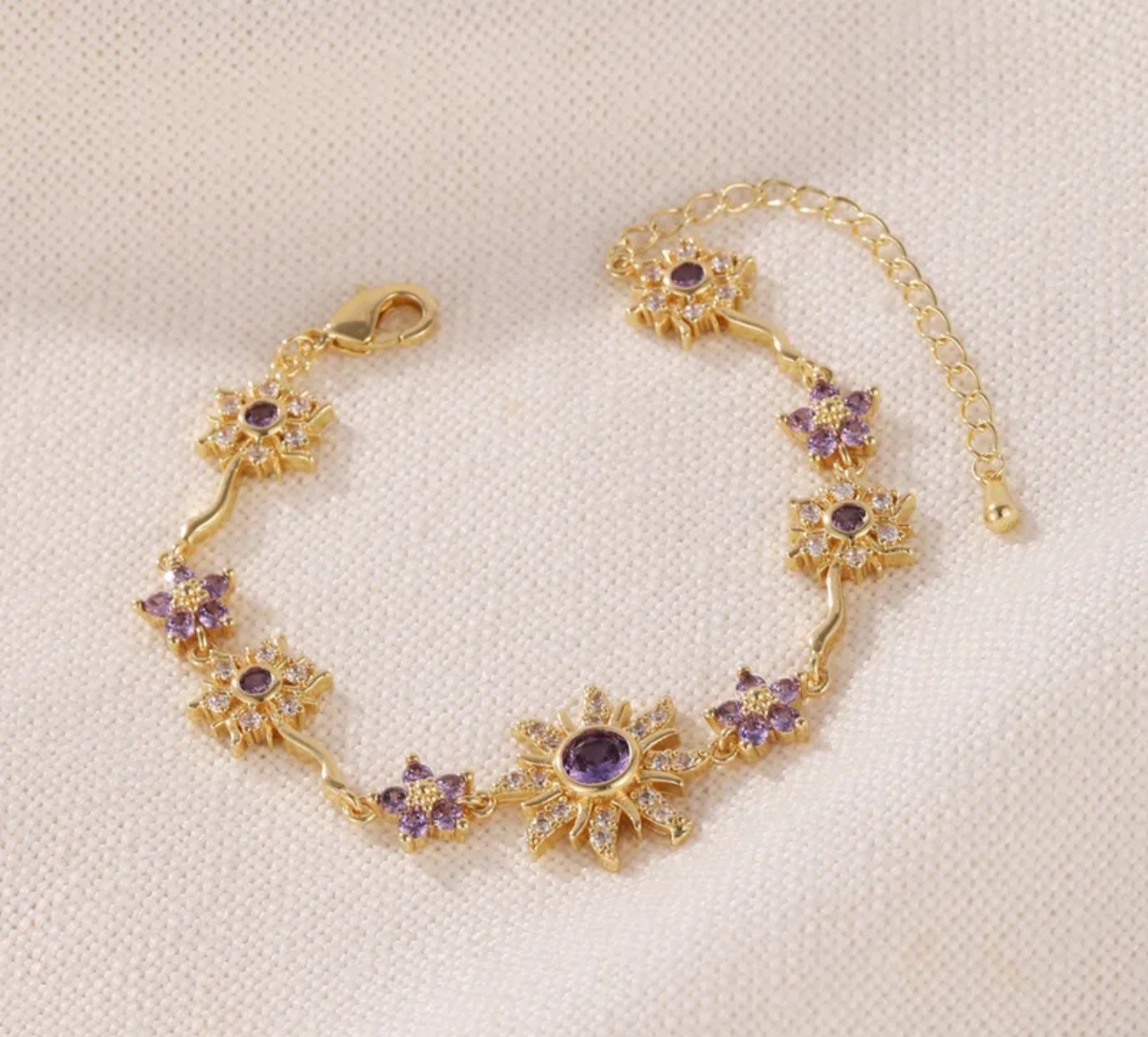 Sun Flower Bracelet,Sun Bracelet,Purple Bracelet