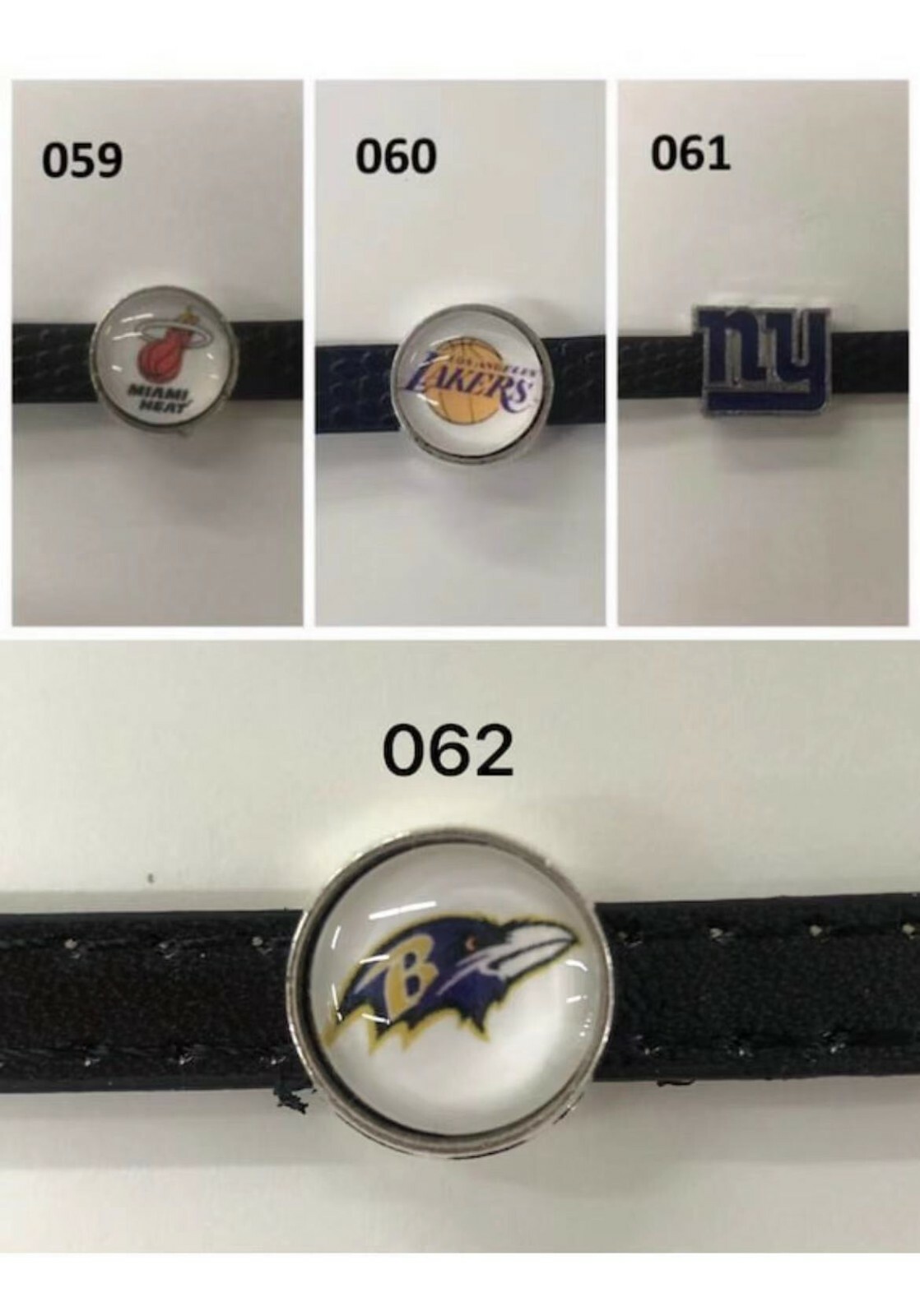 Set of 10pc NFL NAB MLB slide Charm – Fits 8mm Wristband for Jewelry / Crafting