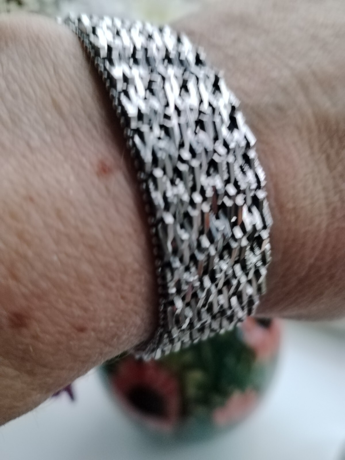 Italian Rhodium Plated Basket Weave Style Bracelet With Tongue & Grove Clasp