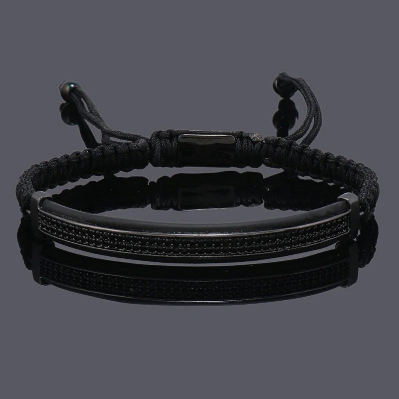 Luxury Punk CZ Bar Braided Man Bracelets For Women