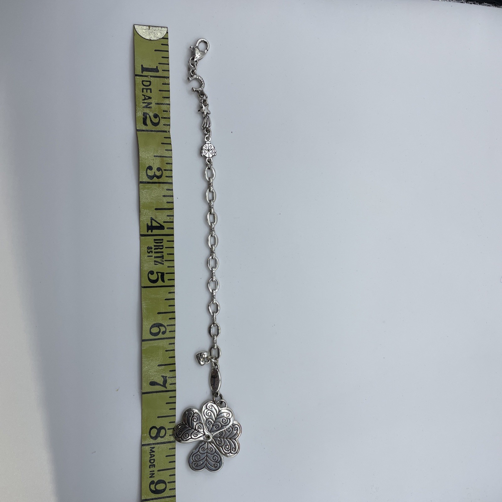 BRIGHTON Good Luck Slide Open Shamrock Charm Bracelet