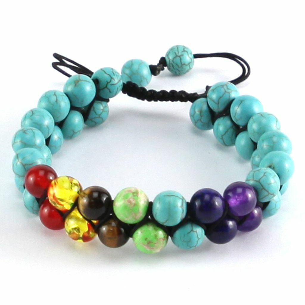 Natural Stone Bead 7 Chakra Healing Bracelet Braided Yoga Reiki Energy Bangle