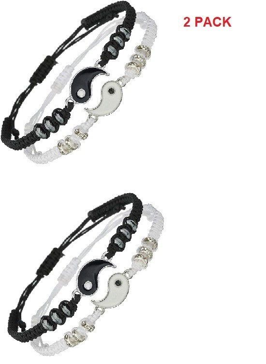 Yin Yang Couple Bracelets Puzzle Match BFF Gift for Anniversary or Birthday