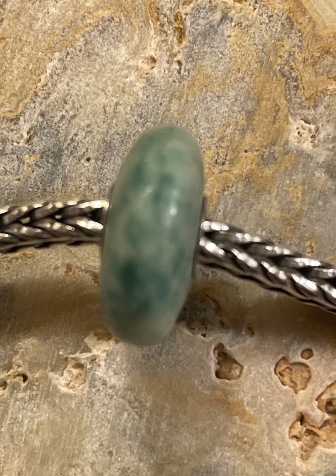 TROLLBEADS LE China Green Jade Bead from 2009 LE Chinese Bracelet Rare HTF