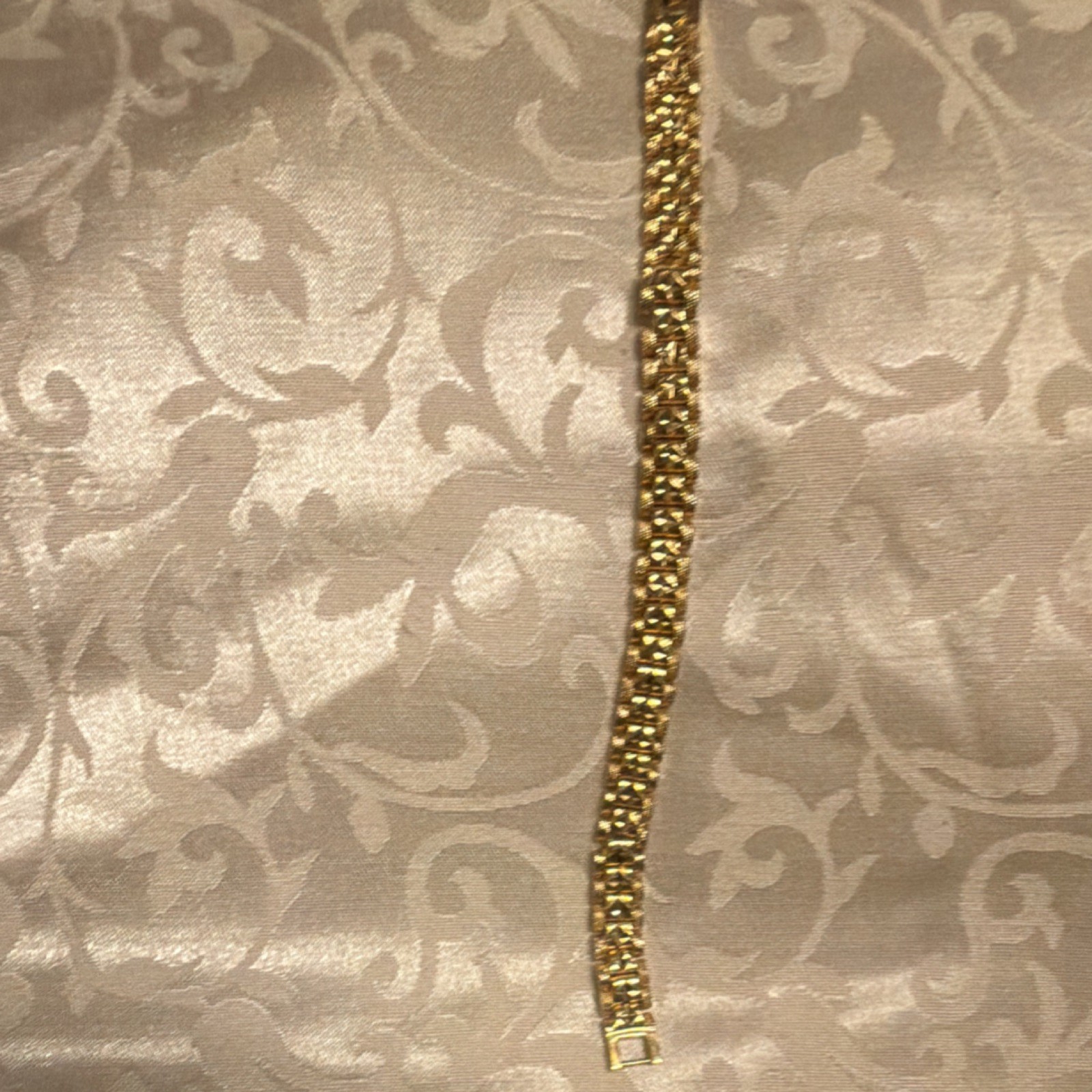 Gold Tennis Bracelet Clear Round Rhinestones Prong Set Gold Tone