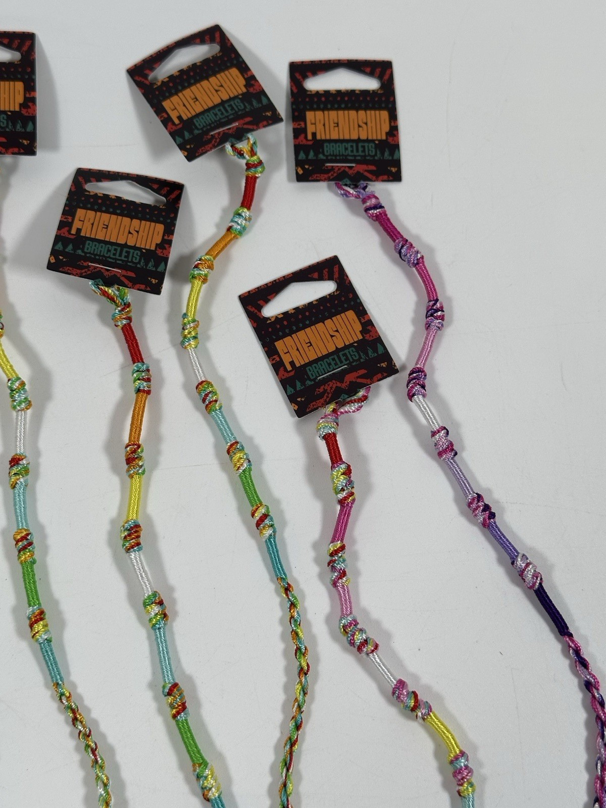 Lot of 14 Friendship Bracelets New Tags Macrame Knotted Blue Green Tie On