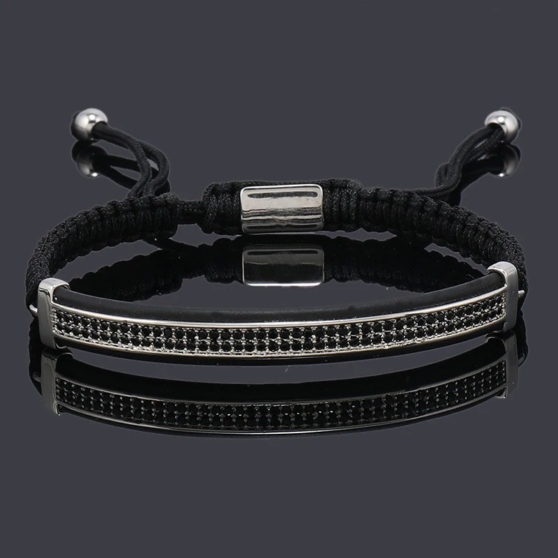 Luxury Punk CZ Bar Braided Man Bracelets For Women