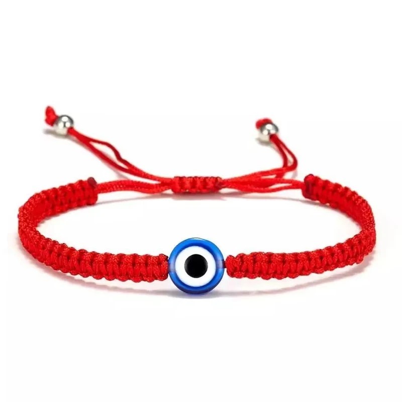 Style Hand Braided Lucky Red String Charm Bracelet Women Men Blue Evil Eye Round