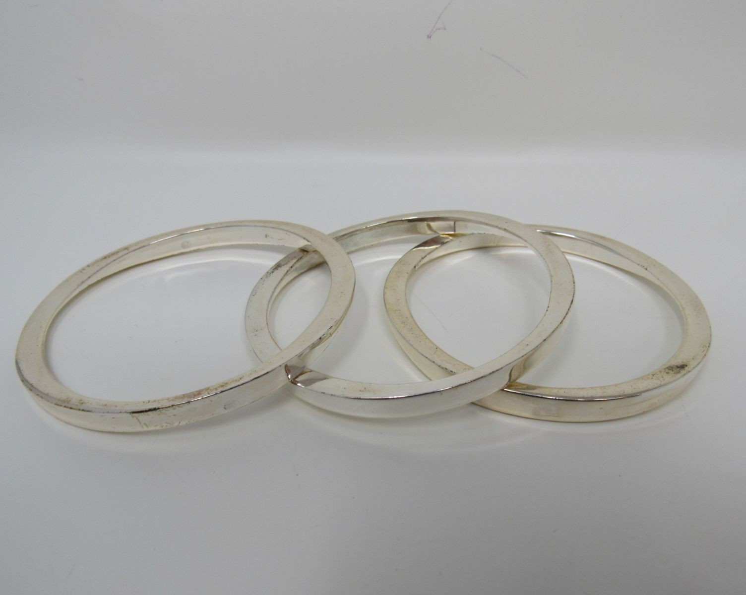 Designer Bangle Bracelet Set of 3 Silver Female Adult Size one size