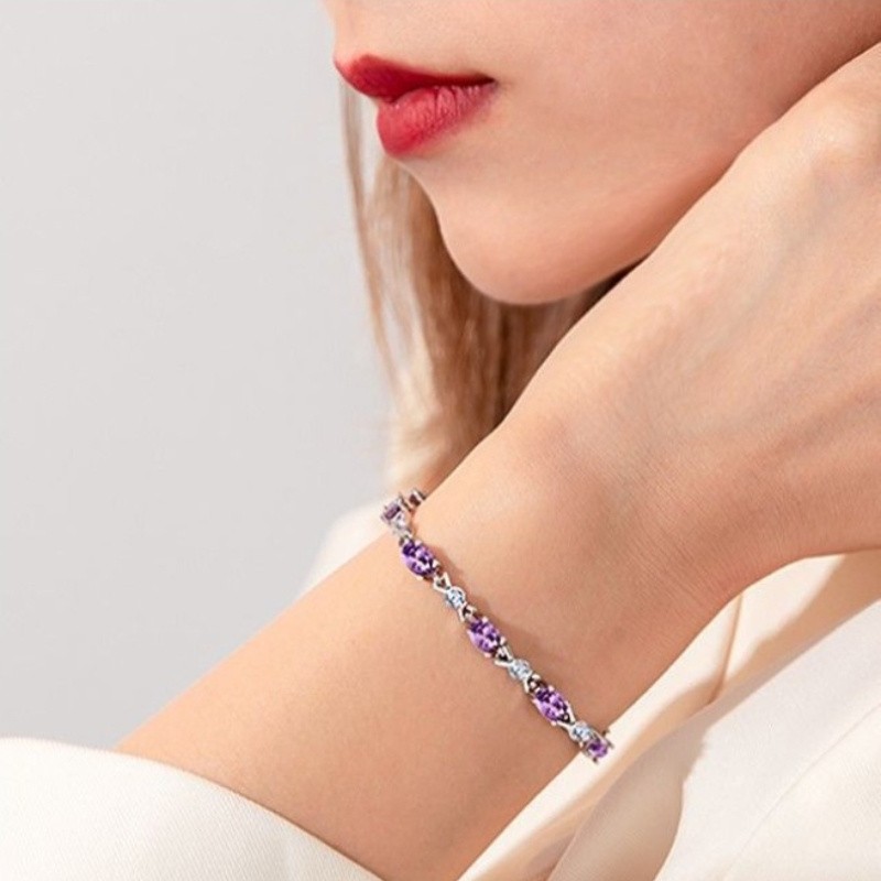Women’s Fashion Synthetic Amethyst Bracelet Adjustable Bracelet Jewelry Copper