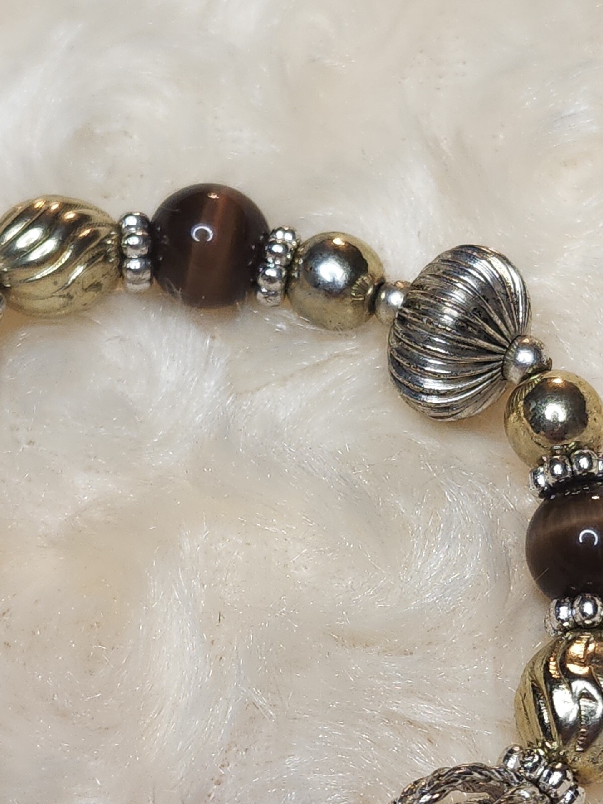 Brown Glass Beaded Stretch Bracelet