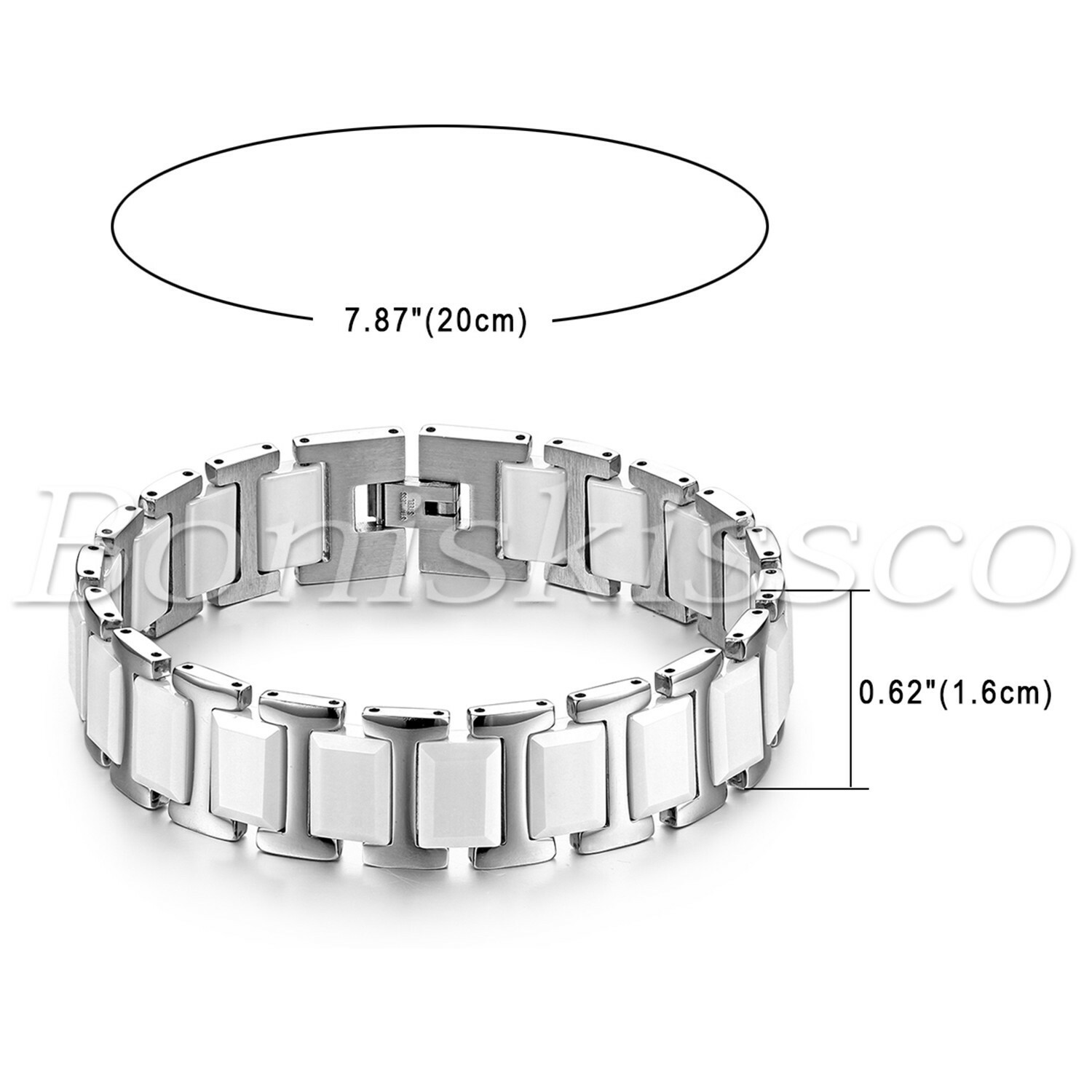 16MM Heavy Wide Ceramic Stainless Steel Link Healthy Wrist Bracelet Gift For Men