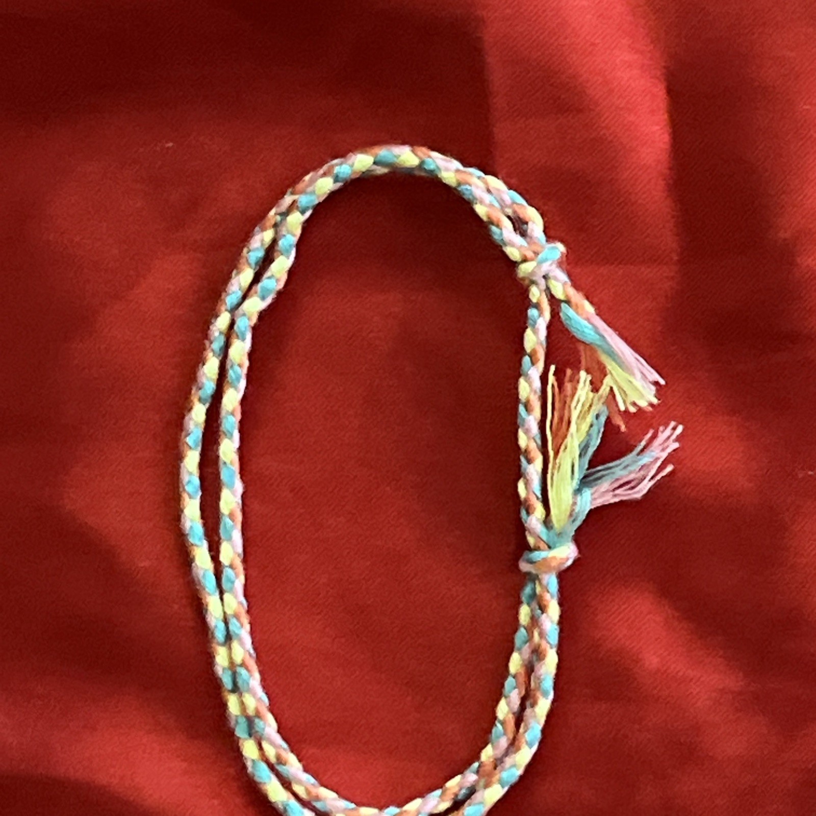 NEW BOHO BRAIDED THREAD FRIENDSHIP BRACELET ADJUSTABLE PINK TEAL ORANGE YELLOW