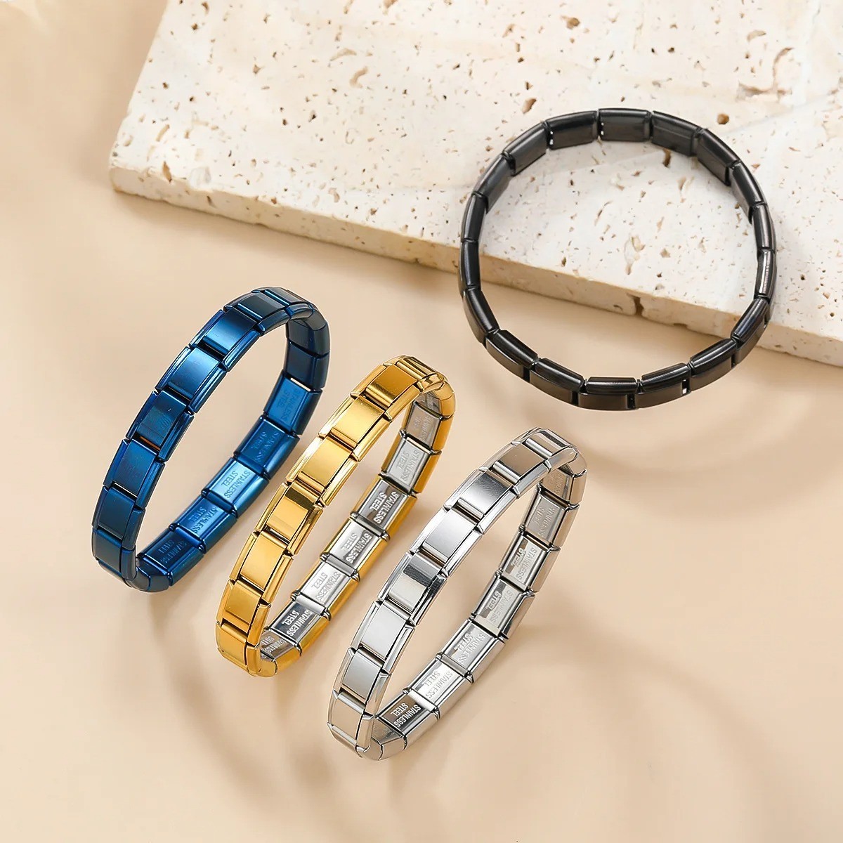 Stainless Steel Elastic Link Bracelet 9mm Classic Fashion Bangle for Women & Men