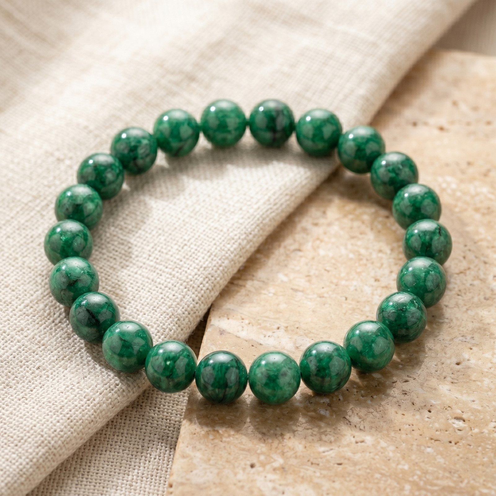 Natural Emerald Beads Bracelet Green Crystal Gemstone Guardian Bangle Gift