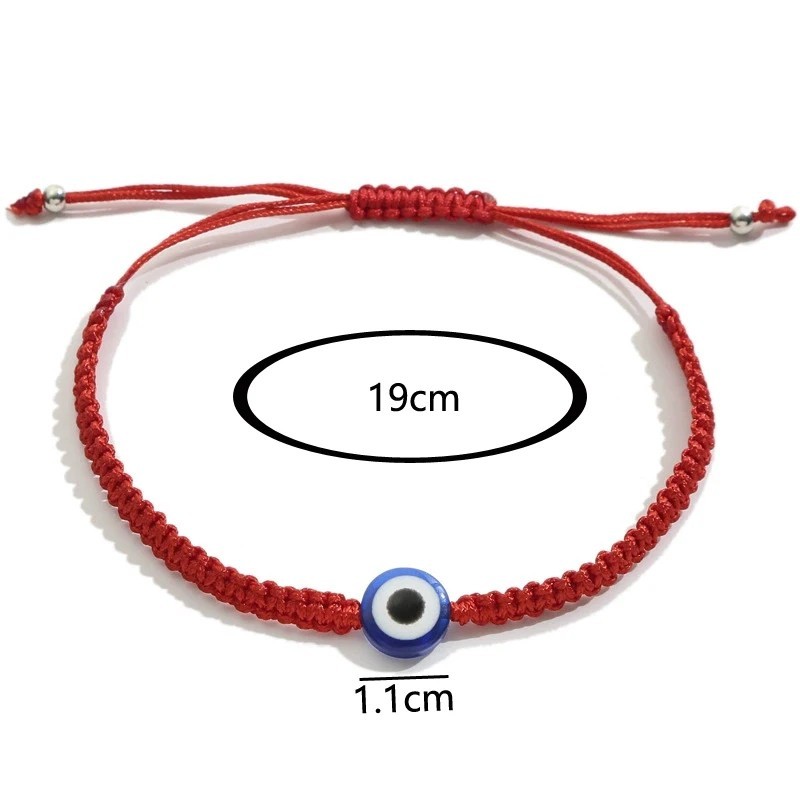 Style Hand Braided Lucky Red String Charm Bracelet Women Men Blue Evil Eye Round