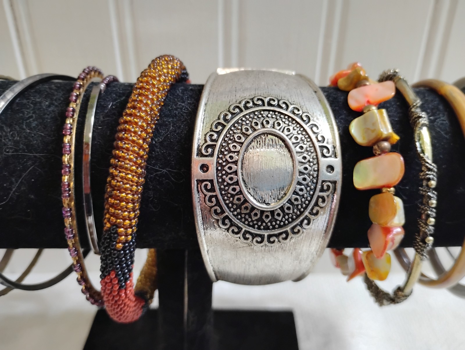 Lot of 16 Multi-Color Mixed Material 2- 2.5″ Diameter Bangle Bracelets