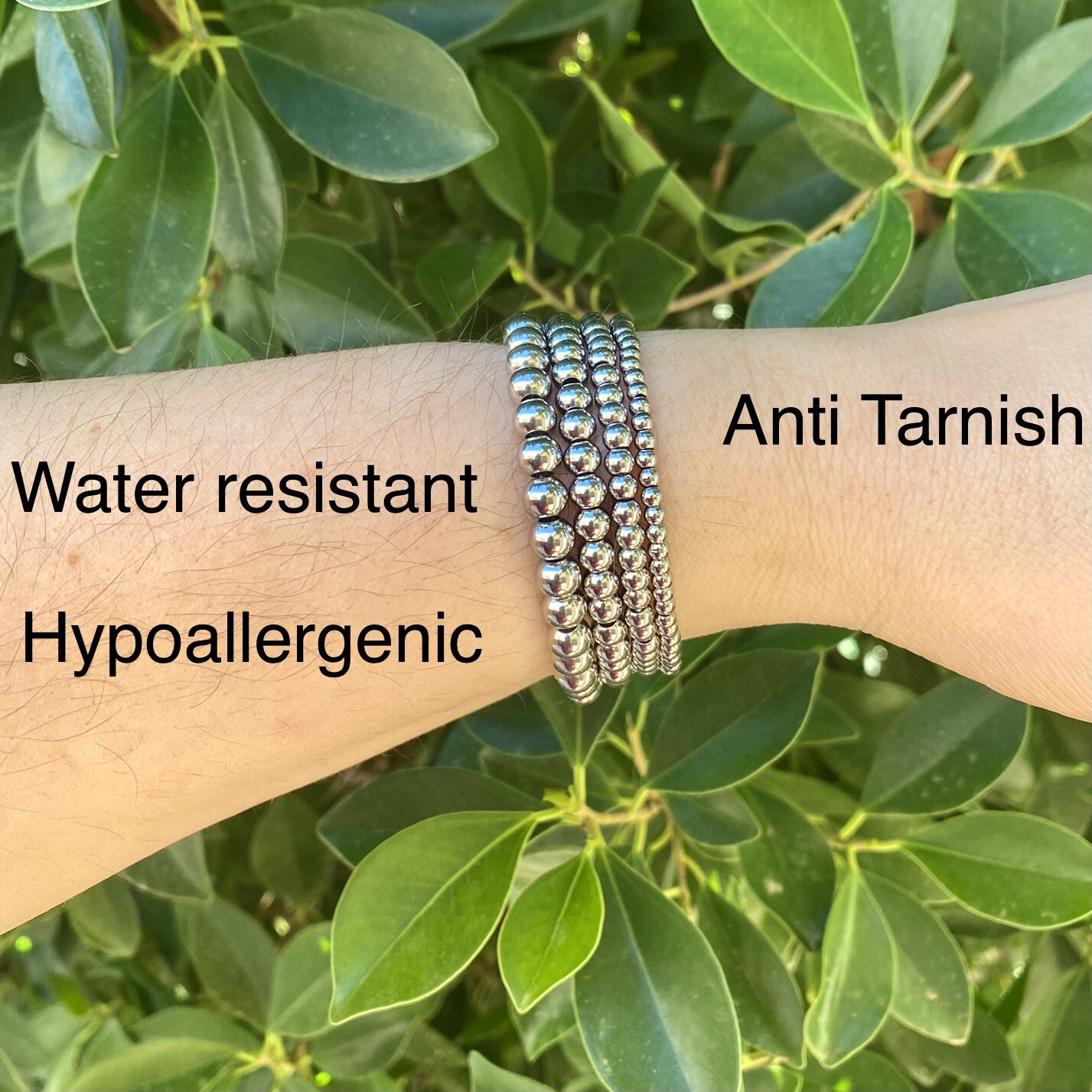 Silver Ball bracelet – Stainless Steel – Water Resistant Nickel Free Tarnish USA
