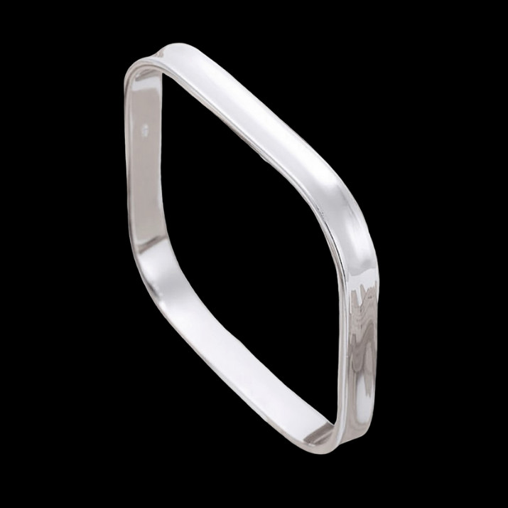 Square Rail Bangle Bracelet Size 7.75 Sterling Silver