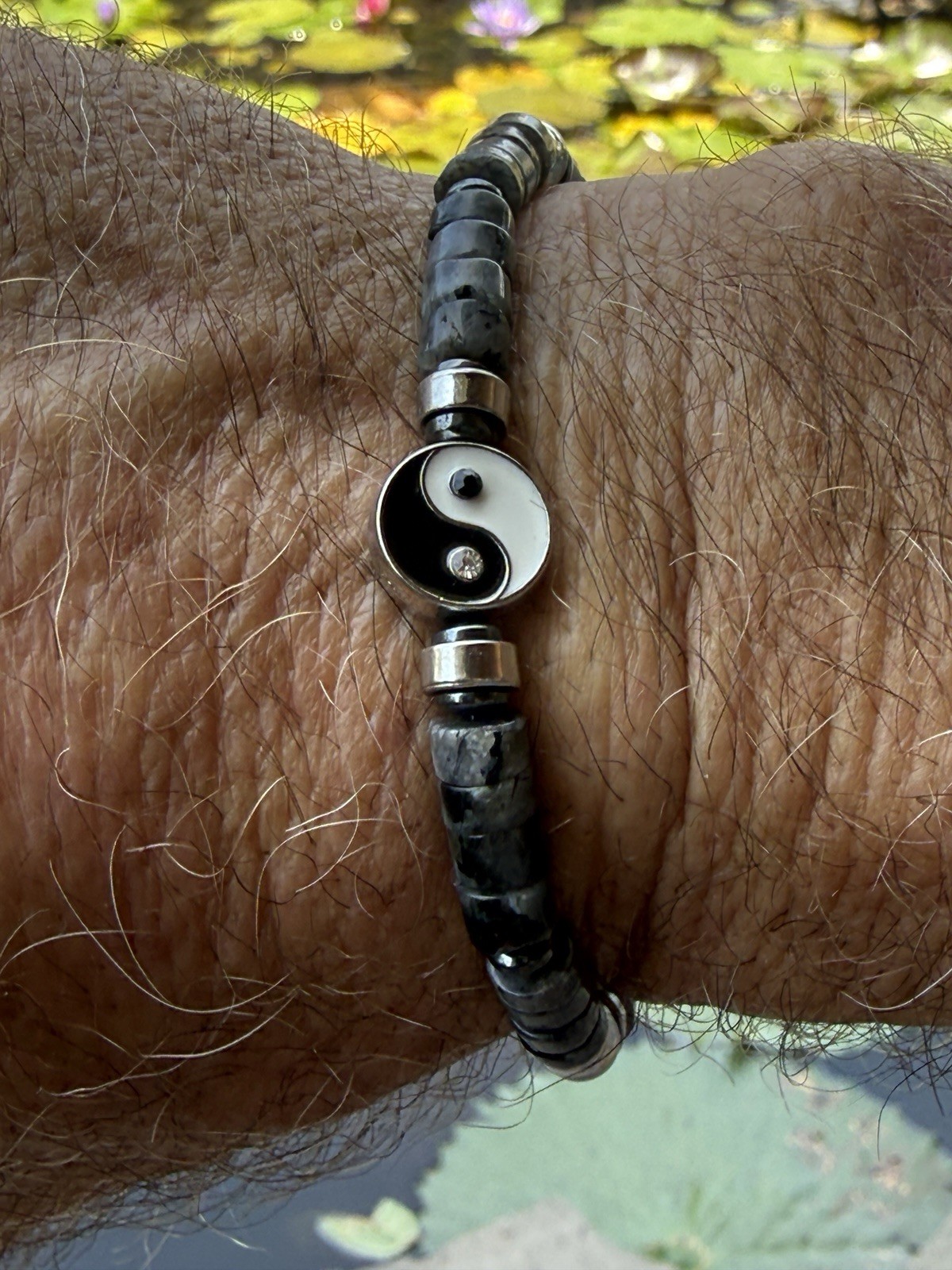 Black Silver Tiger Eye Yin Yang Bracelet