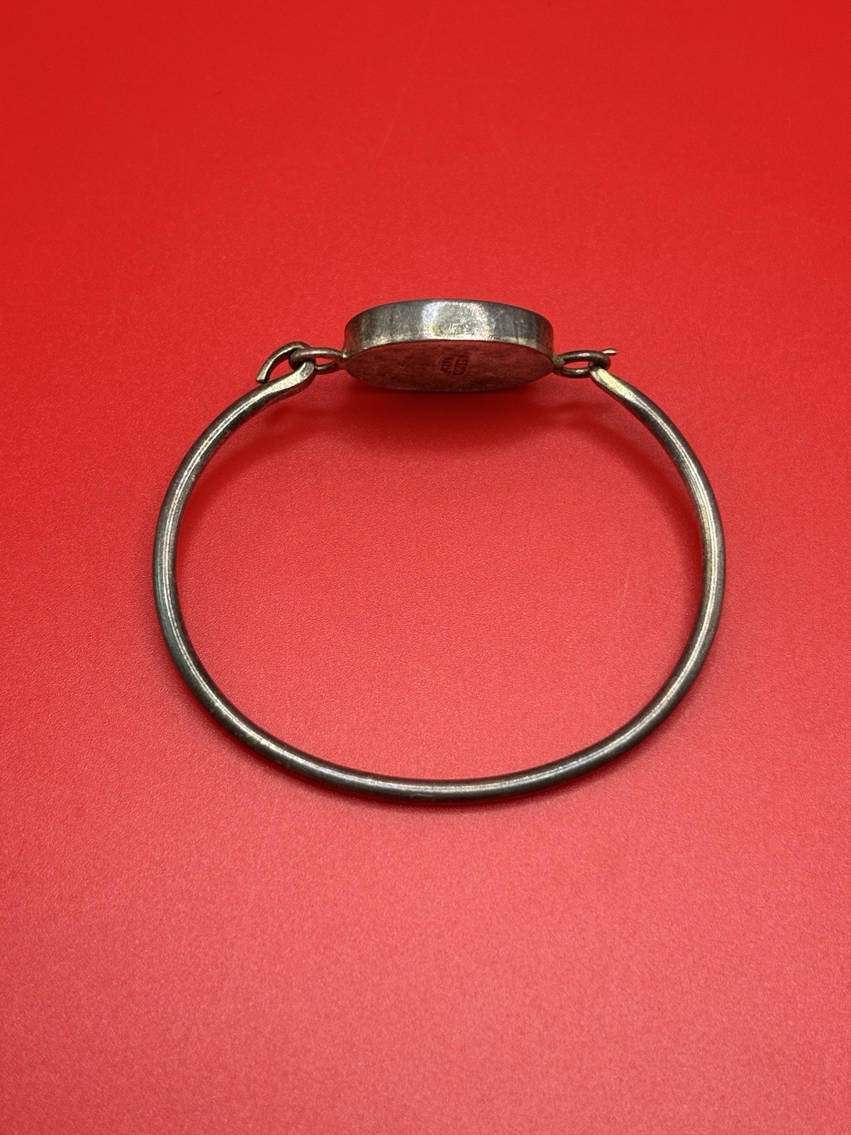 Vintage Mexico Sterling Silver 925 Mosaic Cuff Bracelet Inlaid Stones