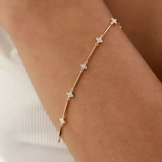 Women’s Tennis Bracelet 4Ct Round Cut Moissanite Diamond 14k Yellow Gold Plated
