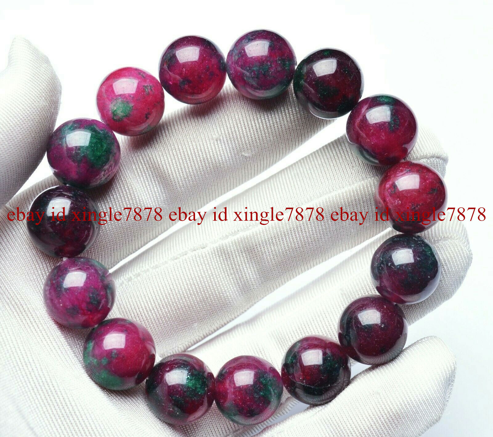 Real 6mm-20mm Natural Red Green Zoisite Epidote More Red Gem Beads Bracelet 7.5″