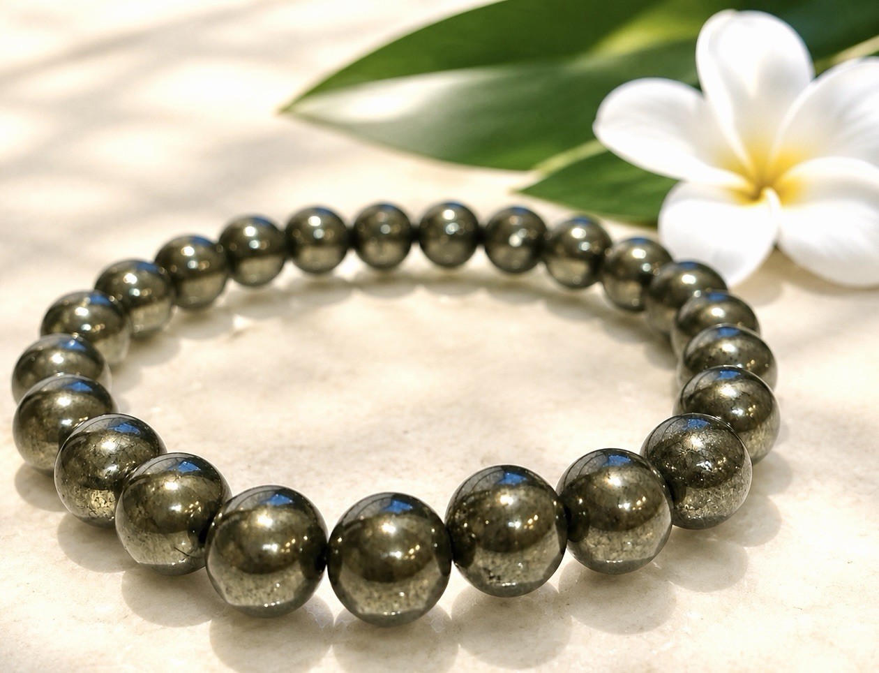 Wholesale 6 Pcs Natural Pyrite 8mm 7.5” Crystal Healing Stretch Bracelet