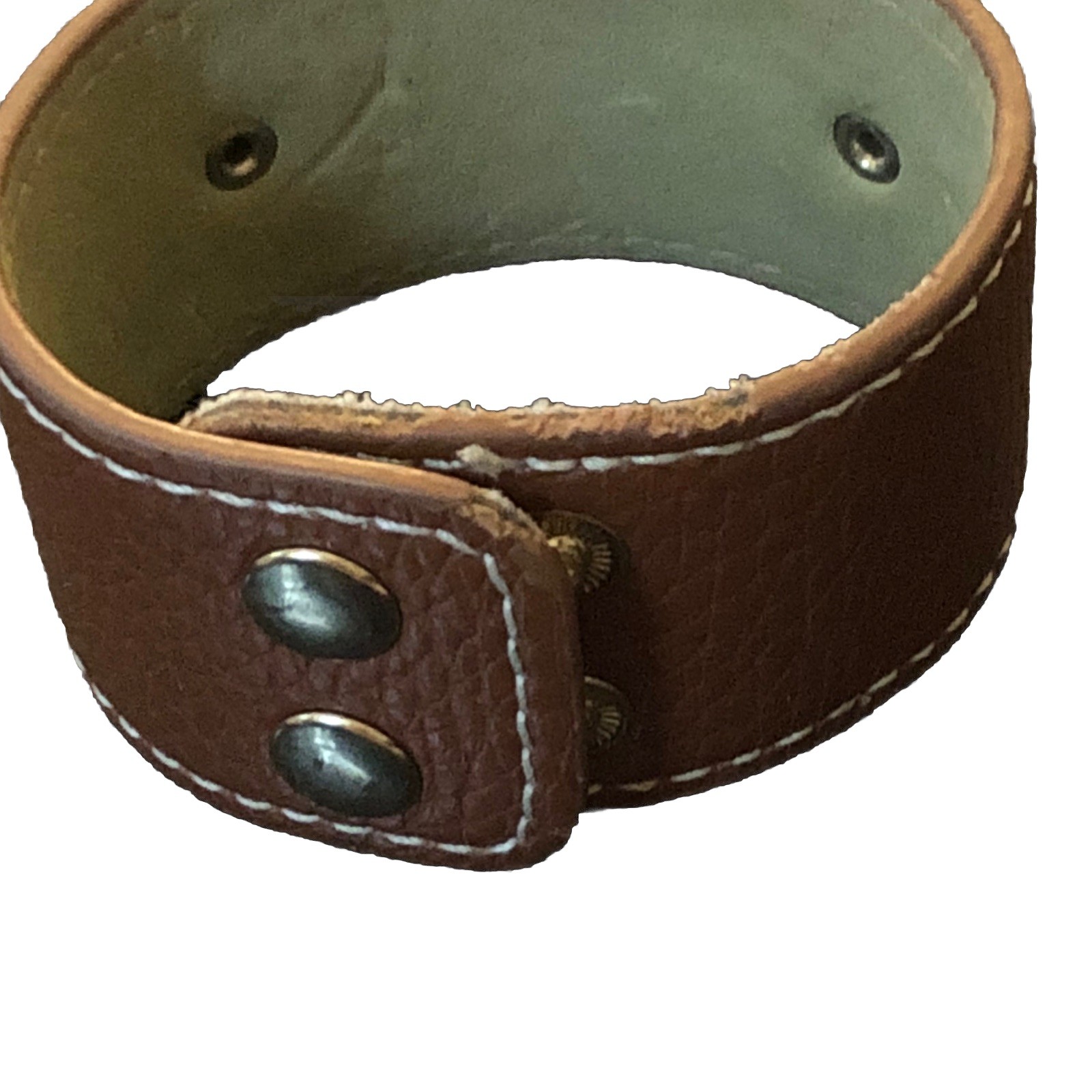 Leather Bracelet Metal Buckle Design Double Snaps Wide 7” Or 7.5” X 1.5”