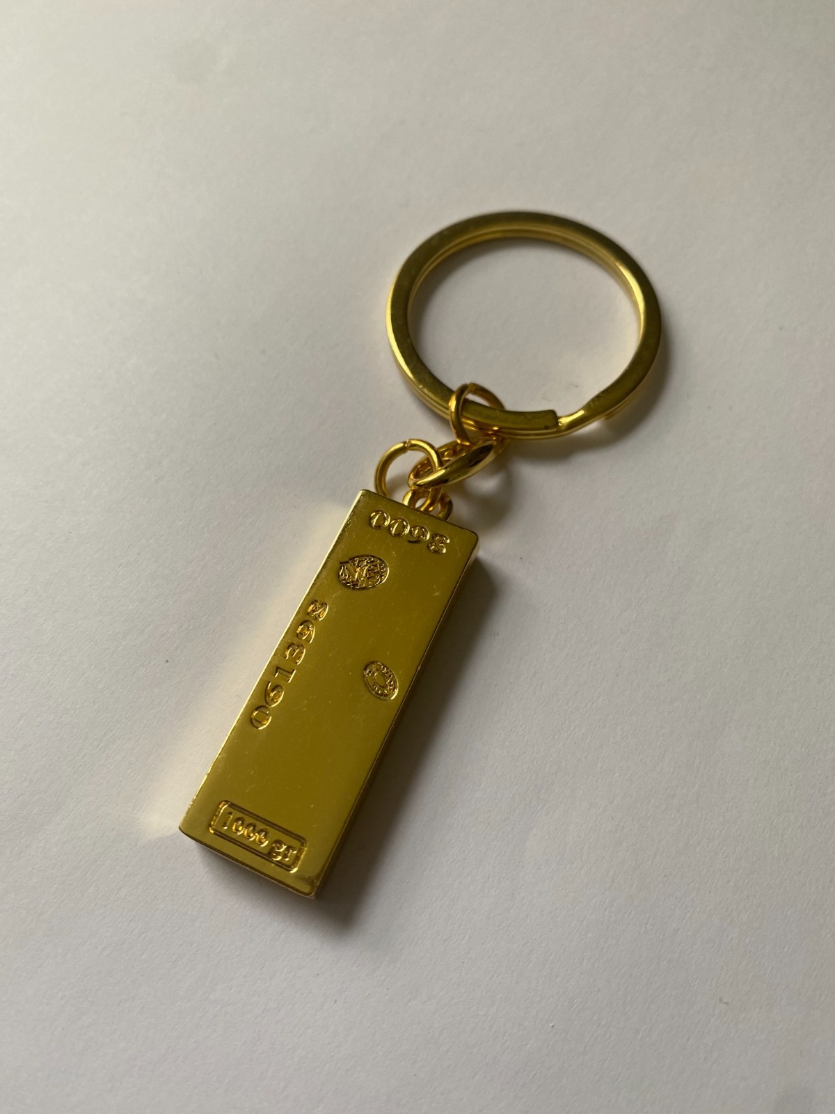 gold bar handbag charm, ‘bank of monaco’, new, 10cm long