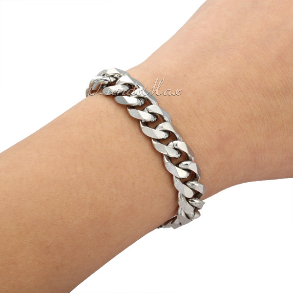 Men’s Chain 3/5/7/9/11mm Stainless Steel Bracelet Silver Curb Cuban Link 7-11″