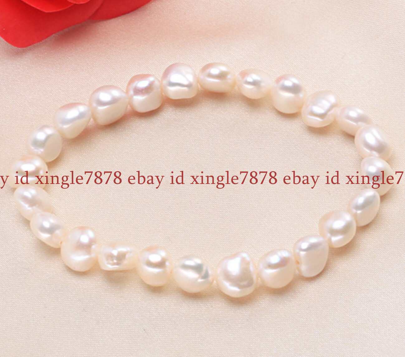 Genuine 8-9mm Natural Multicolor Freshwater Baroque Pearl Stretchy Bracelet 7.5″
