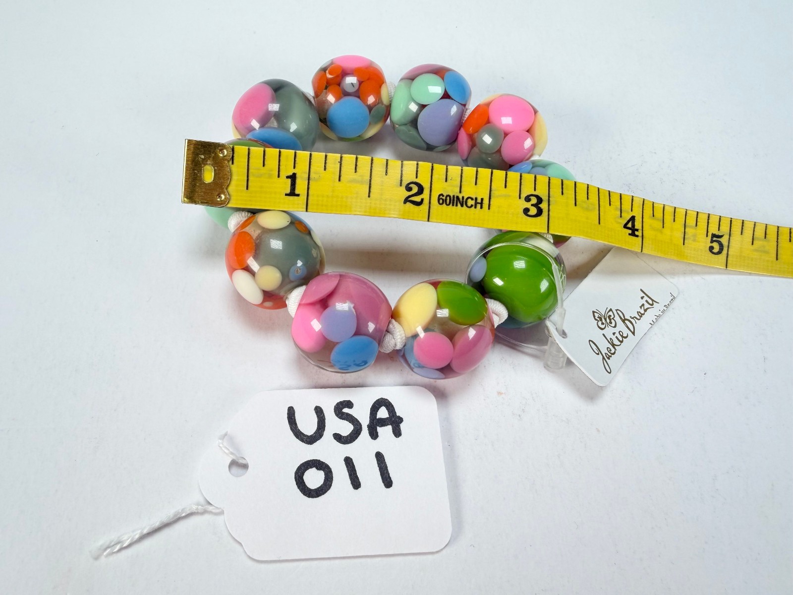 Jackie Brazil “Spots” Spotted Balls On Elastic Resin Bracelet ( B1470 )