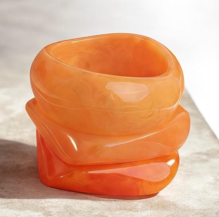 New 3pc Shades of Orange Resin Bangle Bracelets