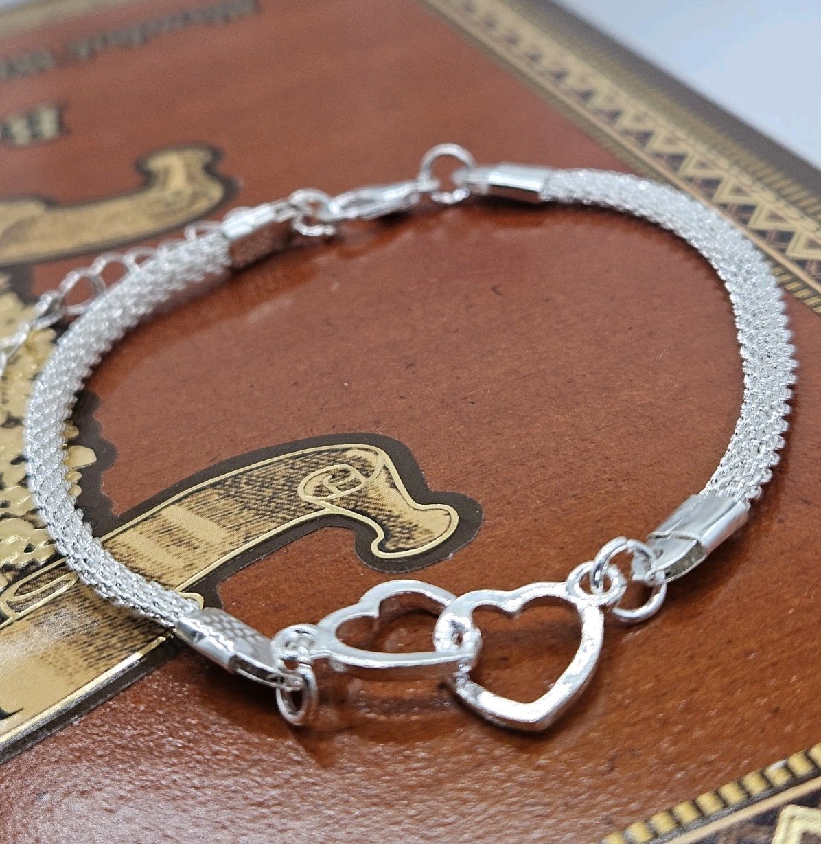 Women’s Fashion Jewelry Silver Color Double Heart Love Bracelet 72-6