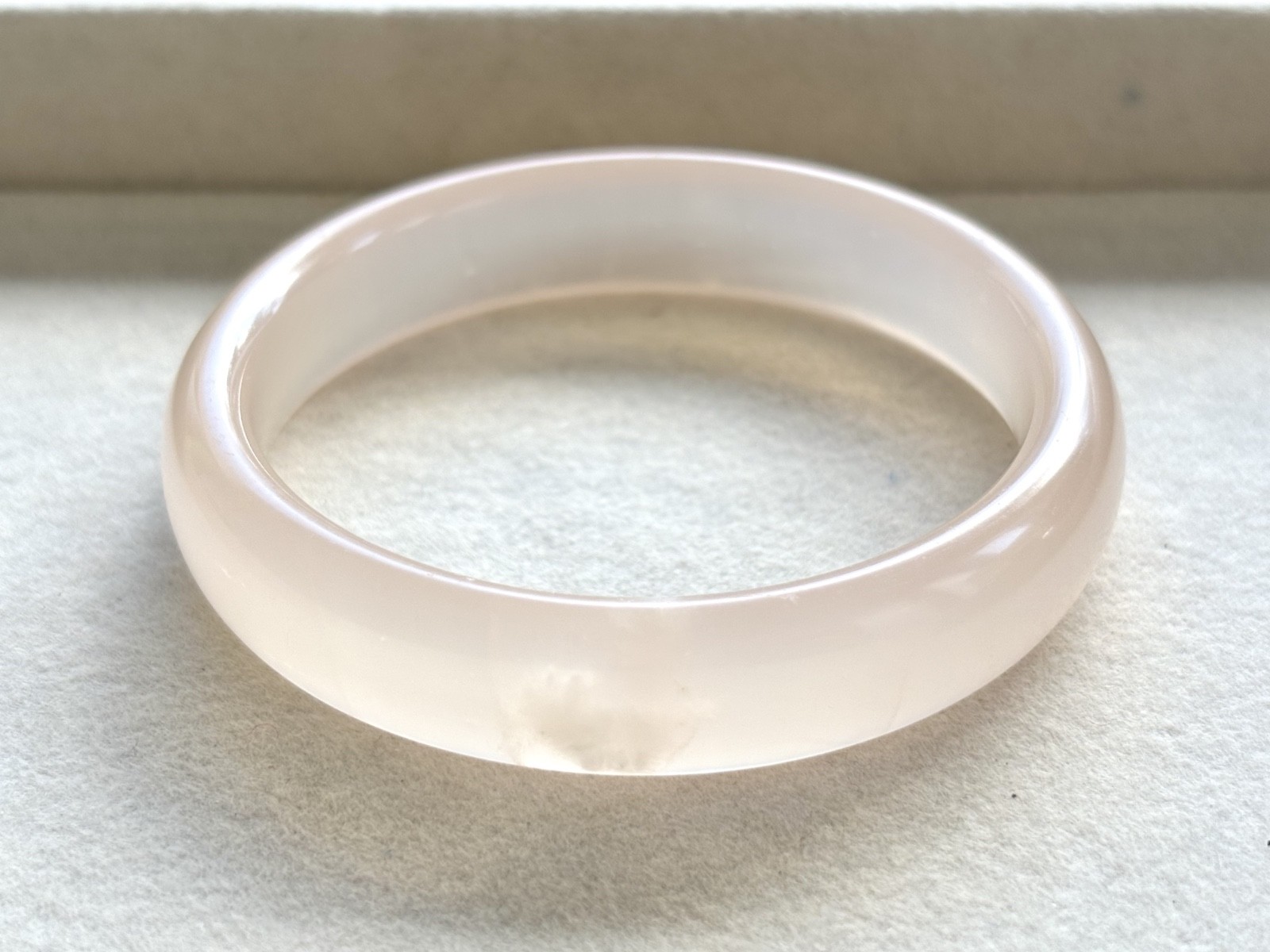 58mm Natural Soft Pink Calcite Bangle Bracelet High Luster Gemstone Jewelry
