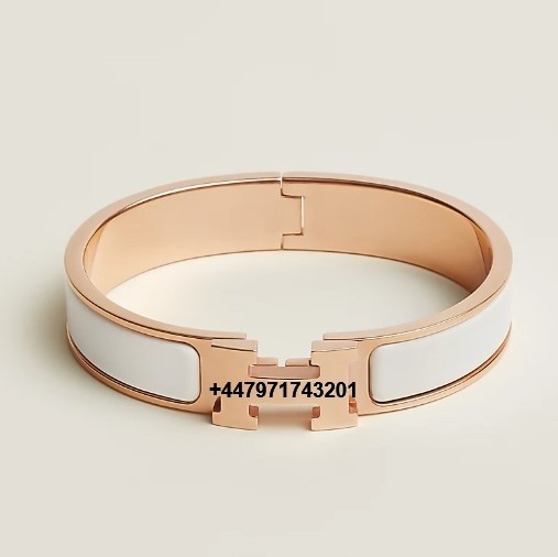 Brand New, Genuine, Clic H Bracelet – White Enamel, GM (17.5 cm)