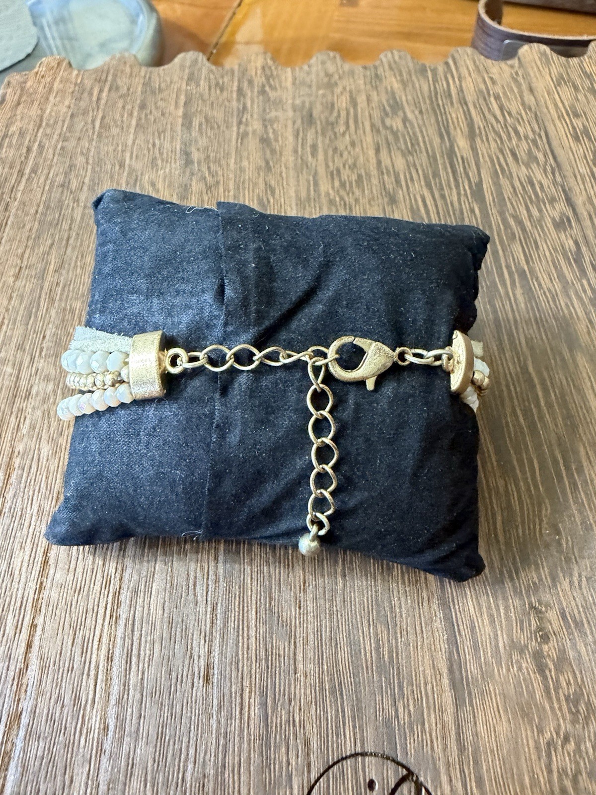Multi Strand Beaded And Faux Suede Bracelet