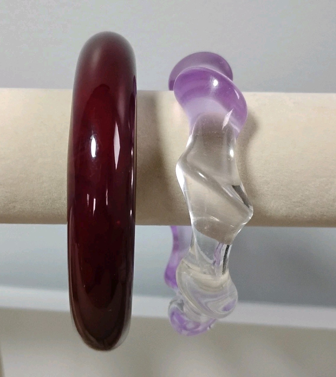 New Purple Clear Burgundy Plastic Resin Bangle Bracelets