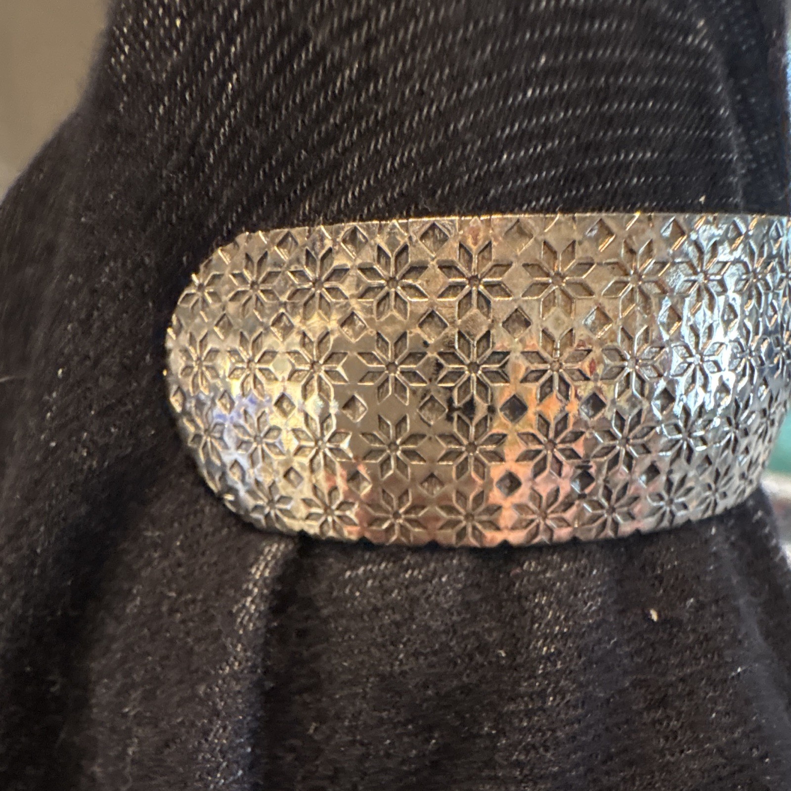 Sterling Silver Engraved Pattern Wide Cuff Bracelet, Silver, No Stone