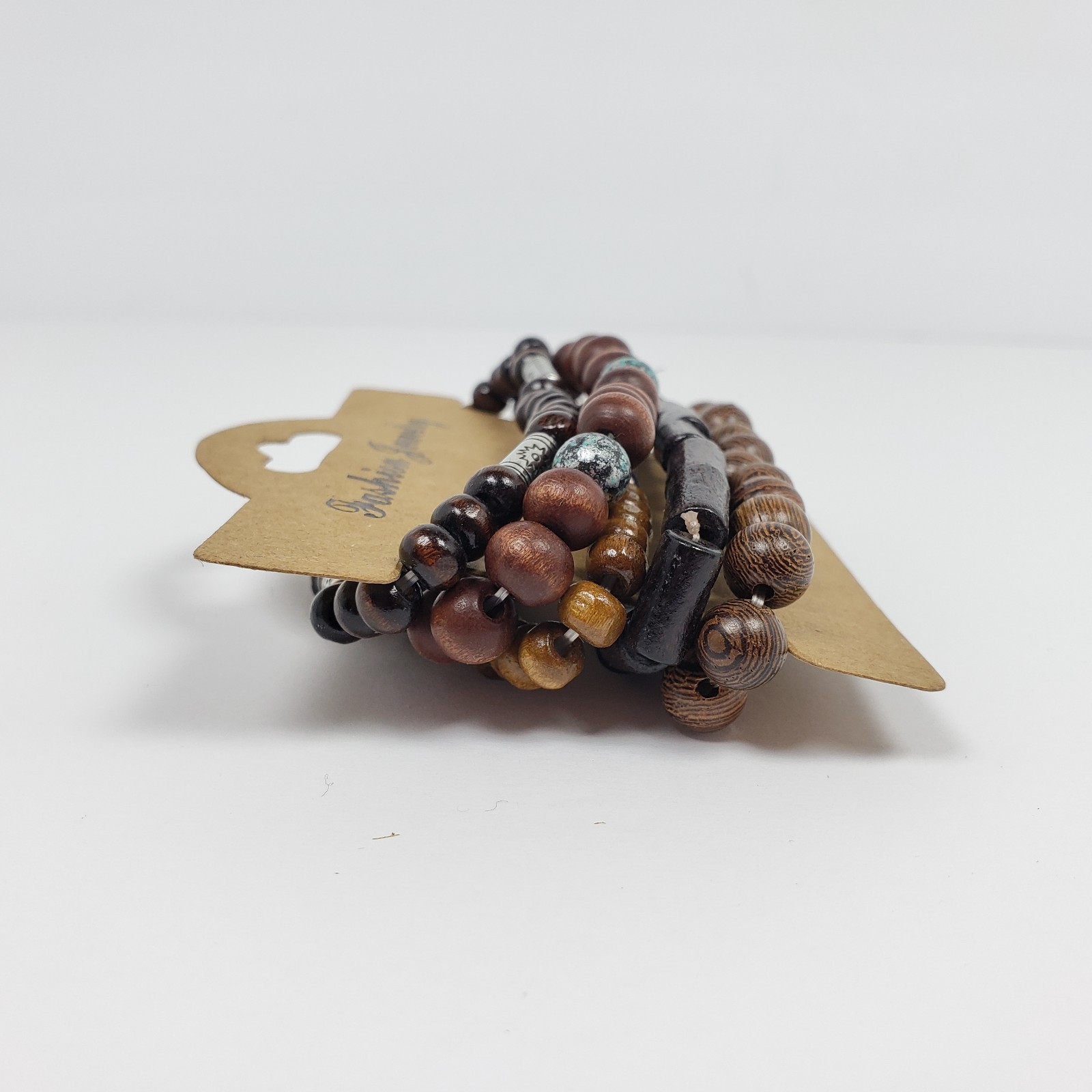 Unbranded Fashion Jewelry Adult Unisex Brown Layer Trendy Beaded Bracelet 5 Pack