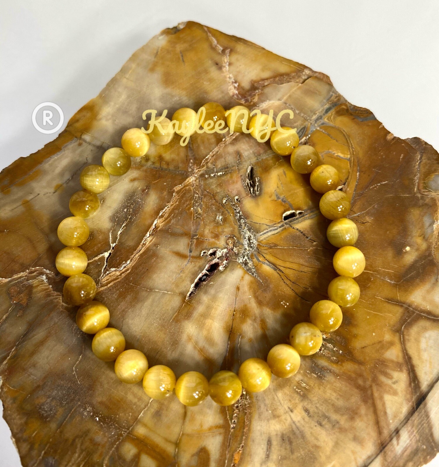 Wholesale 6 Pcs Natural Honey Tiger Eye 6mm 7.5” Crystal Stretch Bracelet