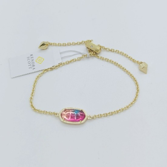 New Kendra Scott Elaina Gold Adjustable Chain Bracelet In Watercolor