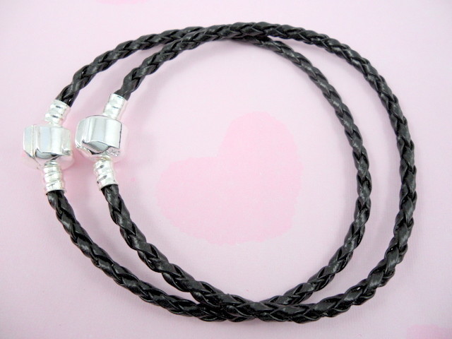 10pcs Braided Leather Charm Bracelets Fit European Bead 20cm. Choose Colours L07
