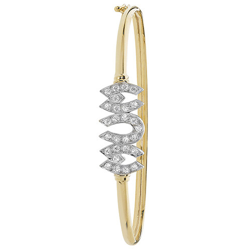 9ct Yellow Gold Ladies Mum Bangle Lab Created Diamond 4.50gr 7″ NEW**