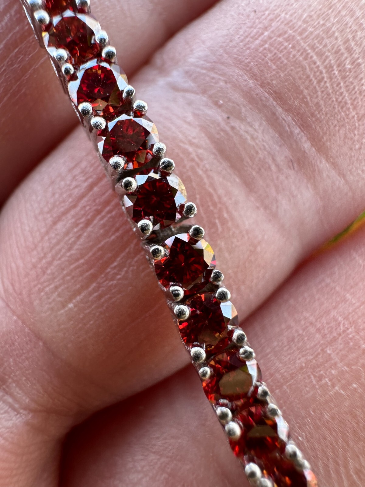 Real Iced Ruby Red MOISSANITE 3mm Tennis Bracelet 925 Silver Passes Tester