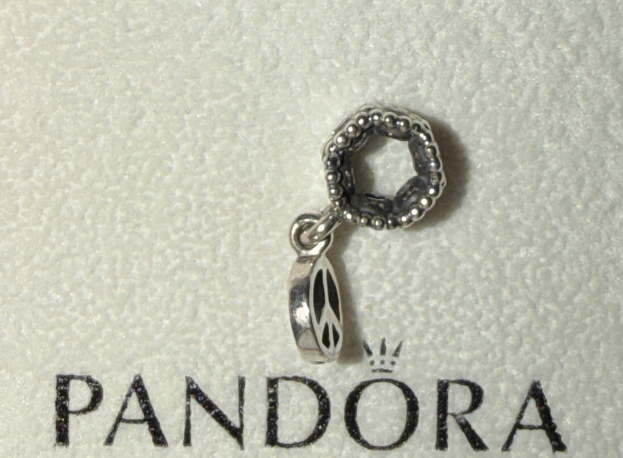 Authentic Pandora Moments Pink Peace Sign Charm/Bead Silver 925 ALE 790516CZS