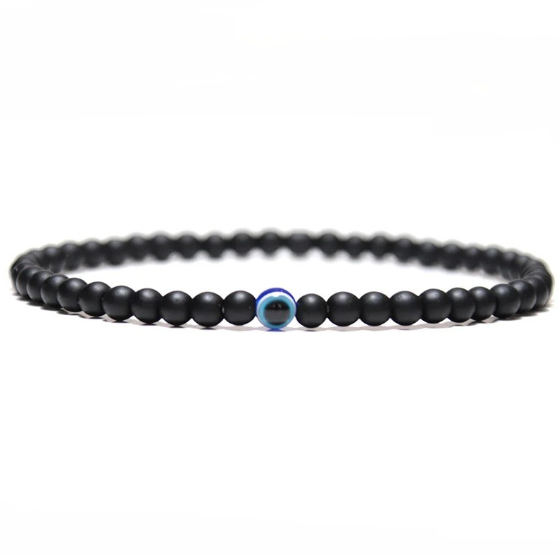 1 pc Minimalist Evil Eye Bracelet 4mm Natural Stone Tiger Eye Yoga Jewelry