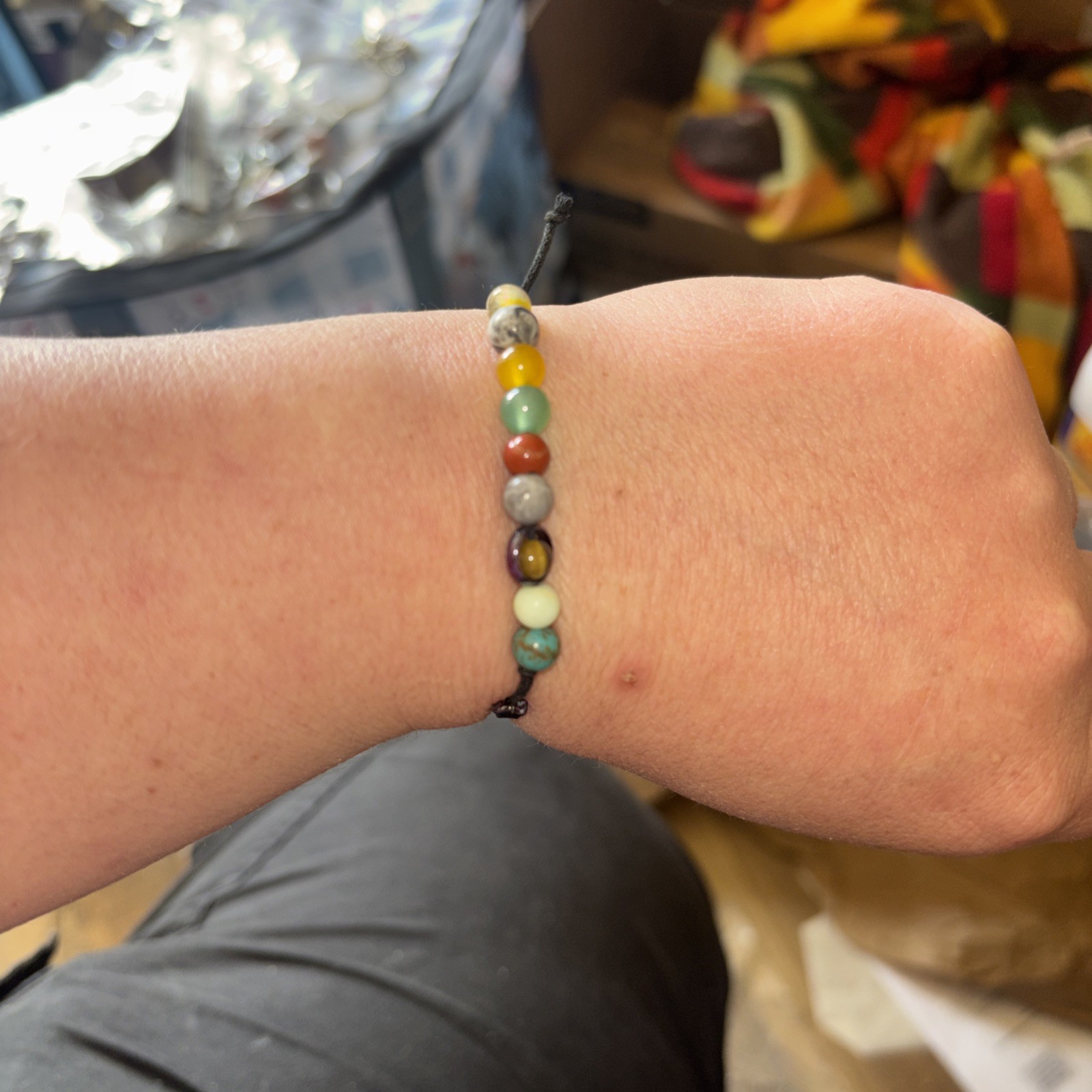 multi stone pull cord bracelet